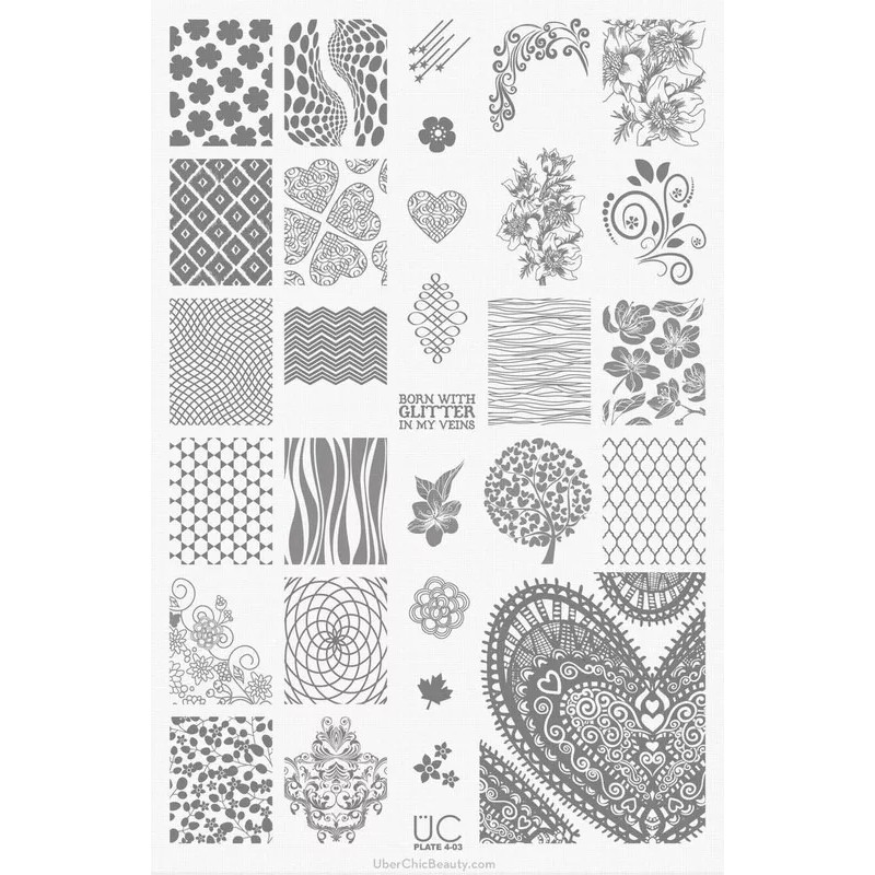Uberchic Colección #4 Con 3 Placas Para Estampado De Uñas