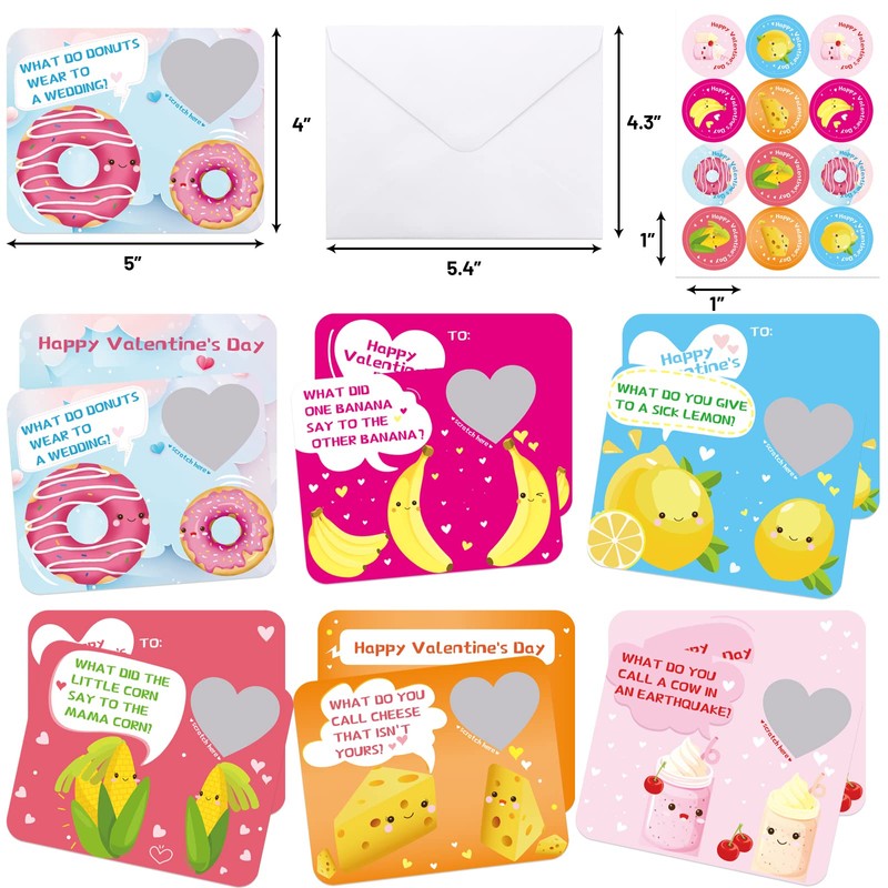 Valentines Day Cards Scratch-Off Jokes for Kids Classroom Gift Exchange