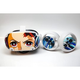 Water Breath Anime Eyes Skin Wrap for Oculus Quest 2 – VR Headset and 2 Controllers | Protective, Smooth, Laminated Vinyl with Strong Adhesive | Easy Installation and adjustability | Made in The USA