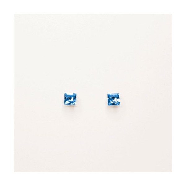Farma Bijoux Carre Sapphire Blue Earrings 4mm