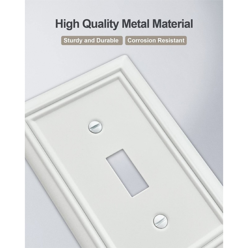ZILLSEA 4-Pack Single Toggle Wall Plate, Metal Light Switch Cover,