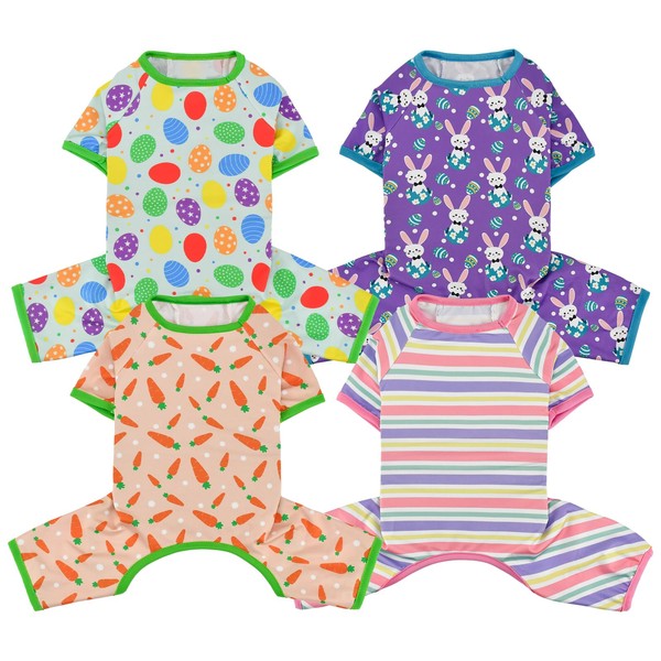 Vehomy 4-Pack Pet Dog Easter Pajama Puppy Easter Onesies Cat
