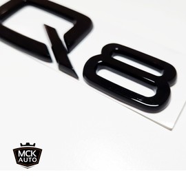 MCK Auto - Q8 Black Glossy Front Rear Mudguard Black Logo Boot Emblem Sticker Tuning
