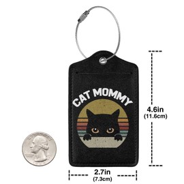 2 Pcs Cat Mom Pattern Luggage Tag for Suitcase, Animal Steel Loop with Privacy Cover ID Label, Birthday Gift for Women Men Boy Girl Baggage Bag