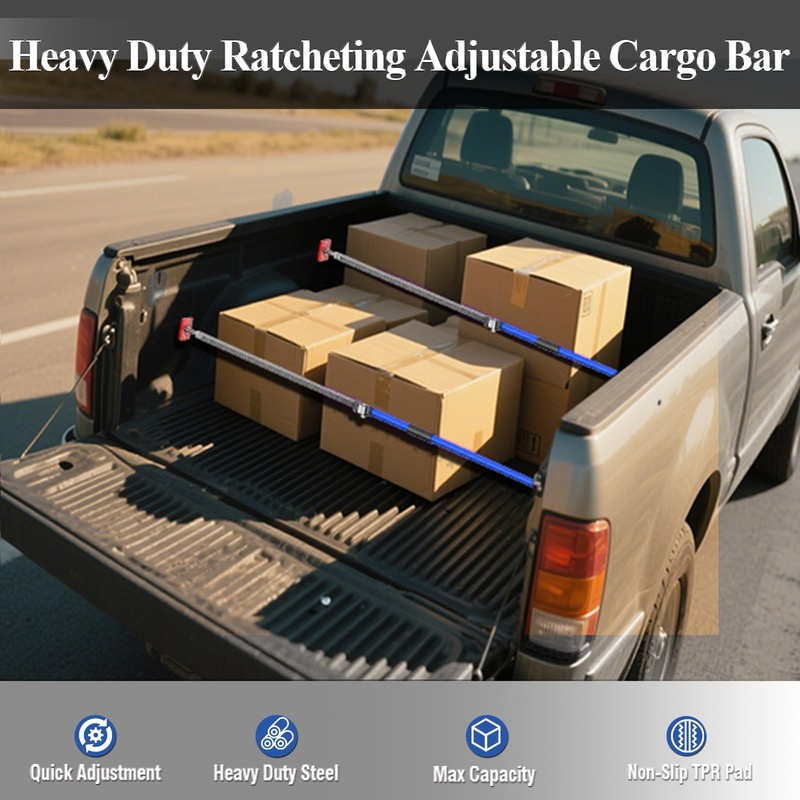 3-H Truck Cargo Bar,Adjustable Support Pole All Metal 1 Pack,Cabinet