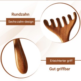 2 Stück Sechs Krallen massagekamm,Geweih massage kamm holz,massage kamm aus hirschgeweih,zur Reinigung der Kopfhaut,Meridian-Massagekamm,Stressabbau,1 Flasche ätherisches Öl,1 Aufbewahrungstasche