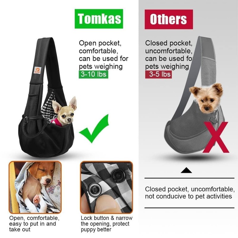 Tomkas Small Dog Sling Carrier - Classic Pocket & Classic