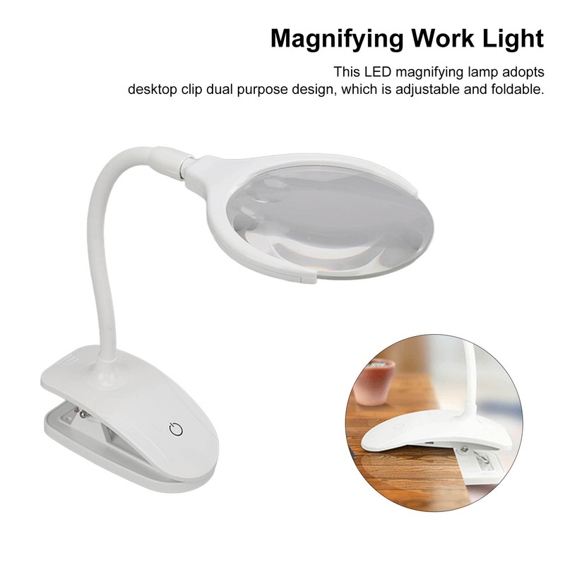 Magnifying Lamp 6 LED 2 Gears Optical Lens Adjustable Foldable