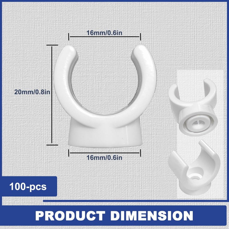 100 Pieces 1/2 Inch Plastic PEX Clamps, 16 mm Water