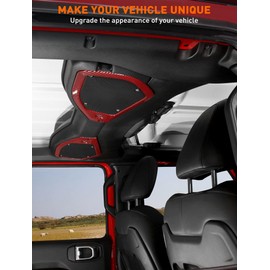 Savadicar Red Carbon Fiber Interior Trim Kit for 2024+ Jeep Wrangler (JL) & Gladiator (JT) - 4 Pcs Decor Cover Set for Front Dash Speakers and Soundbar, Stylish Accessories for an Upgrade