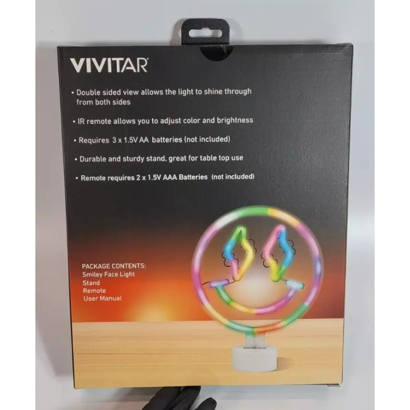 VIVITAR RGB Smiley Face Neon Desk Light With Remote