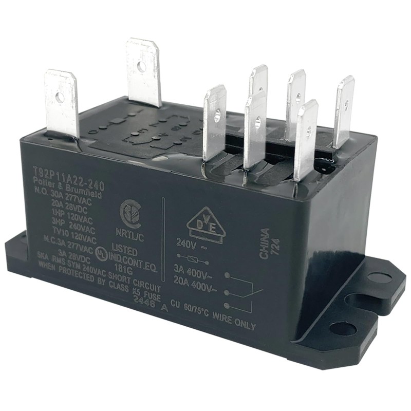 T92P11A22-240 Power Relay (1-Pack), 8-Pin DPDT 2-Pole 30A 240VAC Coil