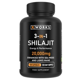 Shilajit Seamoss and Lions Mane Capsules - 20,000mg - 3 in 1 Capsules - High Strength Himilayan Supplement with 60% Fulvic Acid for Both Men and Women - Made in The UK