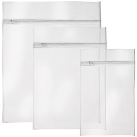 White Mesh Fabric Washing Bag - Set of 3 (28.5x 40cm x 1pc, 50.5x 38.5cm x 1pc, 59 x 60cm x 1pc)
