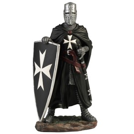 Veronese Design 6 3/8 Inch Maltese Knights Hosipitaller Templar Sword and Shield Hand Painted Polystone Home Decor Statue Collectibles