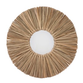 Woven Wall Mirror Decorative Hanging Round Seagrass Wall Mirror for Bedroom Living Room Home Decoration Original Color