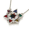 Star of David Transform Pendant with Mix Colours Gemstones 925