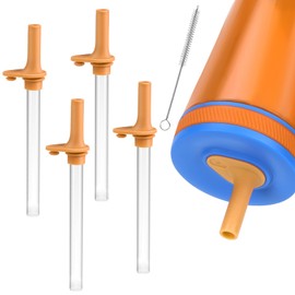 Vodolo Straw Replacement Compatible with Zak Cups,4PCS 15 oz Tumbler Water Bottle Reusable Silicone Straw BPA-Free with Cleaning Brush for Zak Designs Kelso 12 oz Cups (Orange)