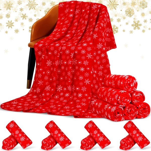Moukeren 24 Pcs Christmas Snowflake Throw Blanket Bulk, 59 x
