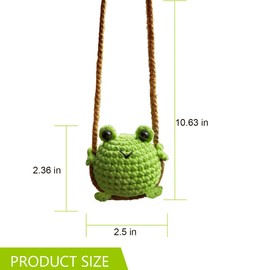 LKAHG Car Mirror Hanging Ornament, Handmade Crochet Swinging Frog Auto Rear View Mirror Pendant Accessories, Cute Vehicle Interior Dangle Charm Decoration, Universal for SUV RV Truck