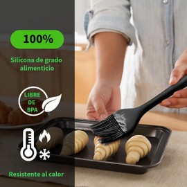 U Chef Juego 2 Cepillo de Repostería de Silicona sin BPA, Brocha para Carnes y Repostería Resistentes al Calor, Utensilios de Silicona, Brochas para Barnizar Alimentos, Brochas de Cocina