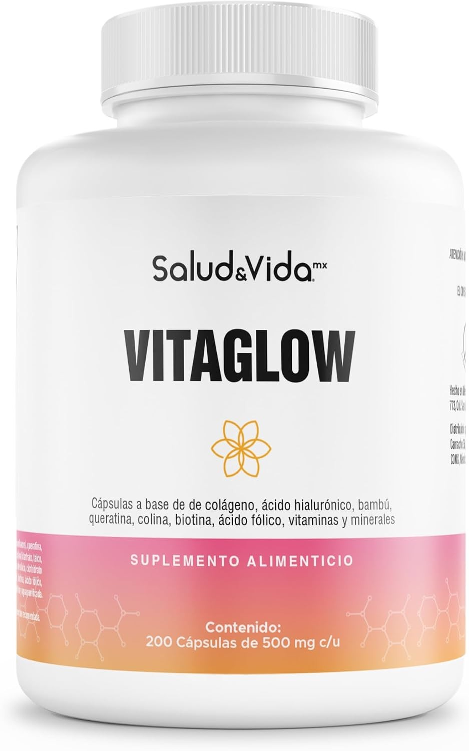 Vitaminas Premium De Biotina, Colágeno, Ácido Hialurónico Y Queratina Con Vitamina B1, B2, B3, B5, B6 Y B12  18 Ingredientes activos - 200 Cápsulas