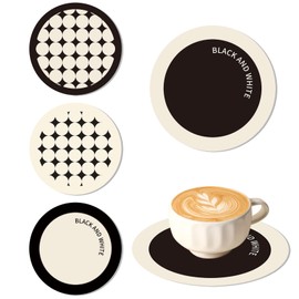 KASESSS 4 Pcs Cup Coasters, Simple Art Design Coffee Mat, Non-Slip, Durable Coasters Set Of 4, Water Absorption Artificial Leather Coaster, Coffee Table Accessories 14x14cm Cup Mats Home Kitchens