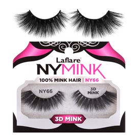 Laflare 3D NY Mink Eyelashes, 100% Real Mink Hair Lashes, Luxury Makeup, Natural, Light, Trendy, Variety, Reusable, Multi layered Real Mink Hair Lashes (NY66)