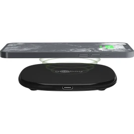 goobay 64675 Wireless Charger 15 W/Charging Station Compatible with QI Enabled Devices/Quick Charge/Overheating Protection
