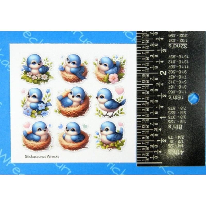 Stickasaurus Wrecks Blue Birds & Nests Mini Sticker Sheet