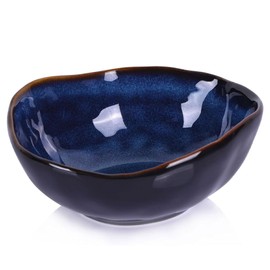 6" Blue Ceramic Decorative Bowl, Entryway Table Decor Pottery Key Bowl, Candy Dish, Salad Bowl, Blue Decor Small Jewelry Trinket Dish for Bedroom, Centerpiece, Bedside Table, Living Room Decor