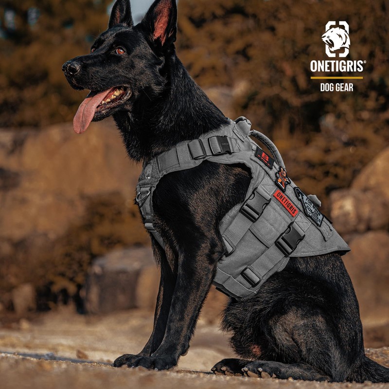 OneTigris Large Tactical Dog Harness, No Pulling Adjustable Dog Vest