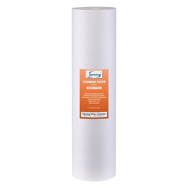 iSpring FP25B High Capacity 20” x 4.5” Water Replacement Cartridge Fine Sediment Filter, 5 Micron, 1 Piece, White