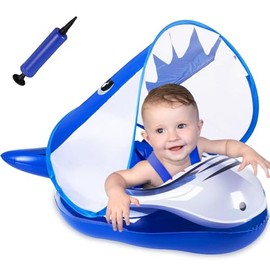 XIAOYANGKEJI Flotador de Piscina para Niños, Flotador Inflable para Niños con Asiento de Seguridad y Toldo Solar Desmontable, Protección Solar UPF50,