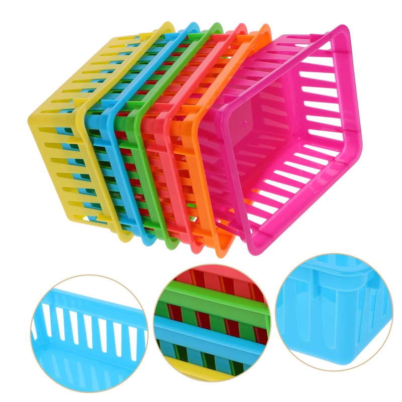 NUOBESTY 6pcs Plastic Desktop Storage Stationery Organizers Colorful Baskets for