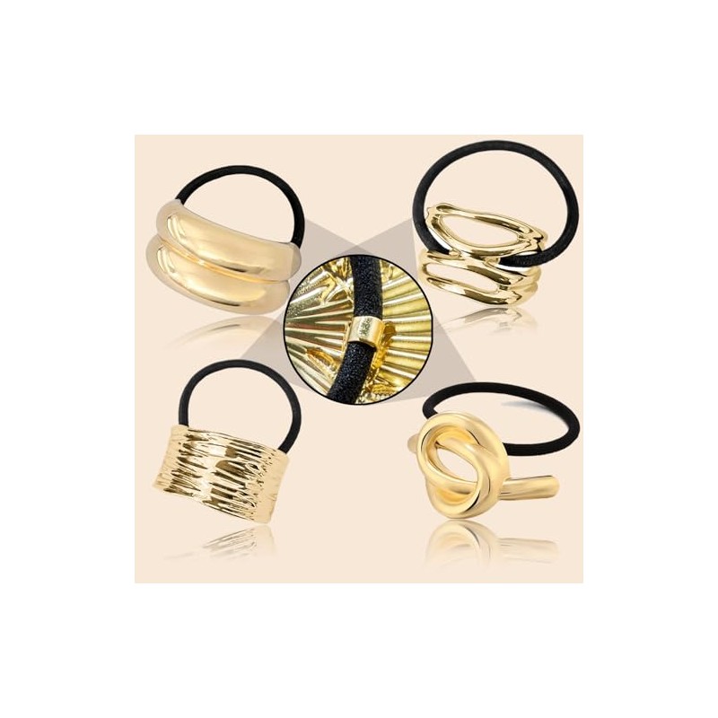 8 Pcs ligas para cabello de Metal,Elásticas Diademas Doradas Metal