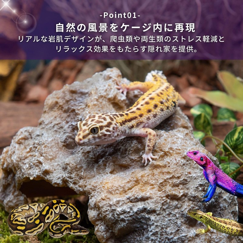 Archnote Reptile Leopard Gecko Shelter Lizard Corn Snake Turtle Rock