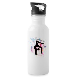 Spreadshirt The Gymnast Silhouette Gymnastics Sports Girls Water Bottle with Straw 600ml White