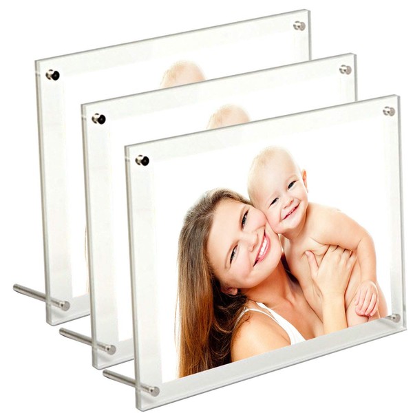 3 x Wall Hanging Desktop Vertical Horizontal Acrylic Photo Frame for Postcard Picture Frame Poster Frame Picture Frame