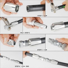 Byttlerom 2PCS Reusable Hydraulic Fittings 1/4Inch ID Hydraulic Hose Field Repair Kit