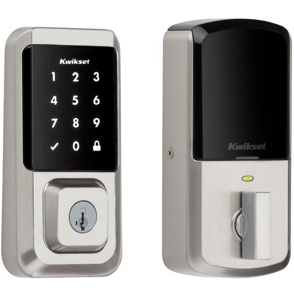 Kwikset Halo Touchscreen Wi-Fi Smart Door Lock, Keyless Entry Electronic Deadbolt Door Lock, No Hub Required App Remote Control, With SmartKey Re-Key Security, Satin Nickel