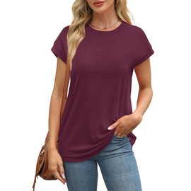 Alaroo Spring Tops for Women 2025 Red Valentines Day Shirts for Women Plain Burgundy M