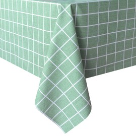 sancua Checkered Vinyl Rectangle Tablecloth - 60 x 102 Inch - 100% Waterproof Oil Proof Spill Proof PVC Table Cloth, Wipe Clean Table Cover for Dining Tables, Buffet Parties and Camping, Green