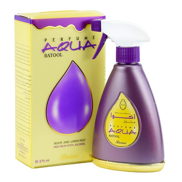 Aqua Batool Air Freshener - 375 ML (12.7 oz) | Aromatic Essential Oil Spray | Fresh Blend of Orange Blossom, Cardamom, Plum | Long Lasting Room Fragrance | by RASASI Perfumes