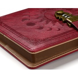 ZXHQ Diary with Lock for Women & Men,A5 240 Pages Lockable Journal with Pen, Refillable Leather Journal Writing Notebook (8.5 × 5.9 Inch) Wine Red