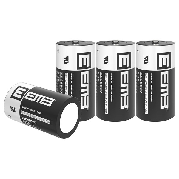 EEMB 4Pack ER26500 C Size 3.6V Lithium Battery High Capacity Li-SOCL₂ Non-Rechargeable Battery LS26500 SB-C01 TL-2200 for Automobile tire Pressure Monitor,Smart Card,Electricity Meter,Wireless Tools