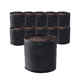 Rain Science Commercial Grow Bag Pack of 10, Air Pruning Mesh Fabric Plant Containers (1 Gallon, Black)