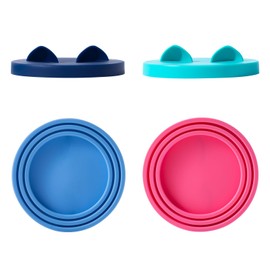 4Pack Cat Food Can Cover Lids Cute Pet Ears Shaped Pet Food Can Covers Universal 1 Fits 3 Standard 3 oz,5.5 oz,12 oz Dog Cat Can Covers Lids Toppers (4)