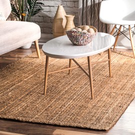 nuLOOM Ashli Handwoven Solid Jute Rug, 4' x 6', Natural