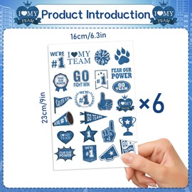 Dark Blue Team Spirit Tattoos - Gameza 138PCS Dark Blue Spirit Party Favors Supplies Decorations Glitter School Spirit Week Tattoos Stickers for Classroom Cheerleading Teams Sports Games Day Gifts